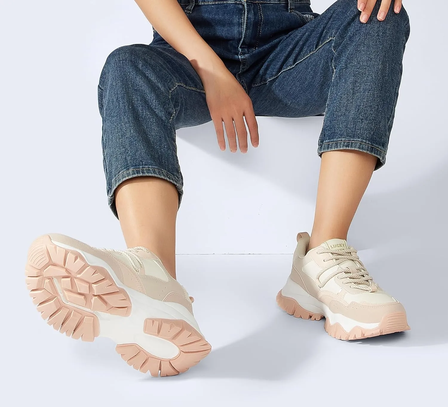 LUCKY STEP Women's Chunky Sneakers Fashion Platform Retro Tennis Casual Classic Cute Dad Anti-Slip Stylish Walking Sport Shoes
