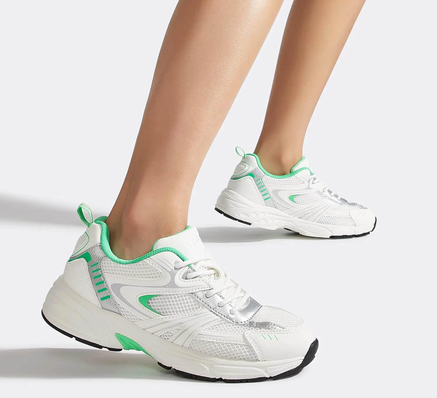 LUCKY STEP Women's Mesh Casual Fashion Sneakers Lace Up Lightweight Running Shoes Non Slip Breathable Chunky Shoes