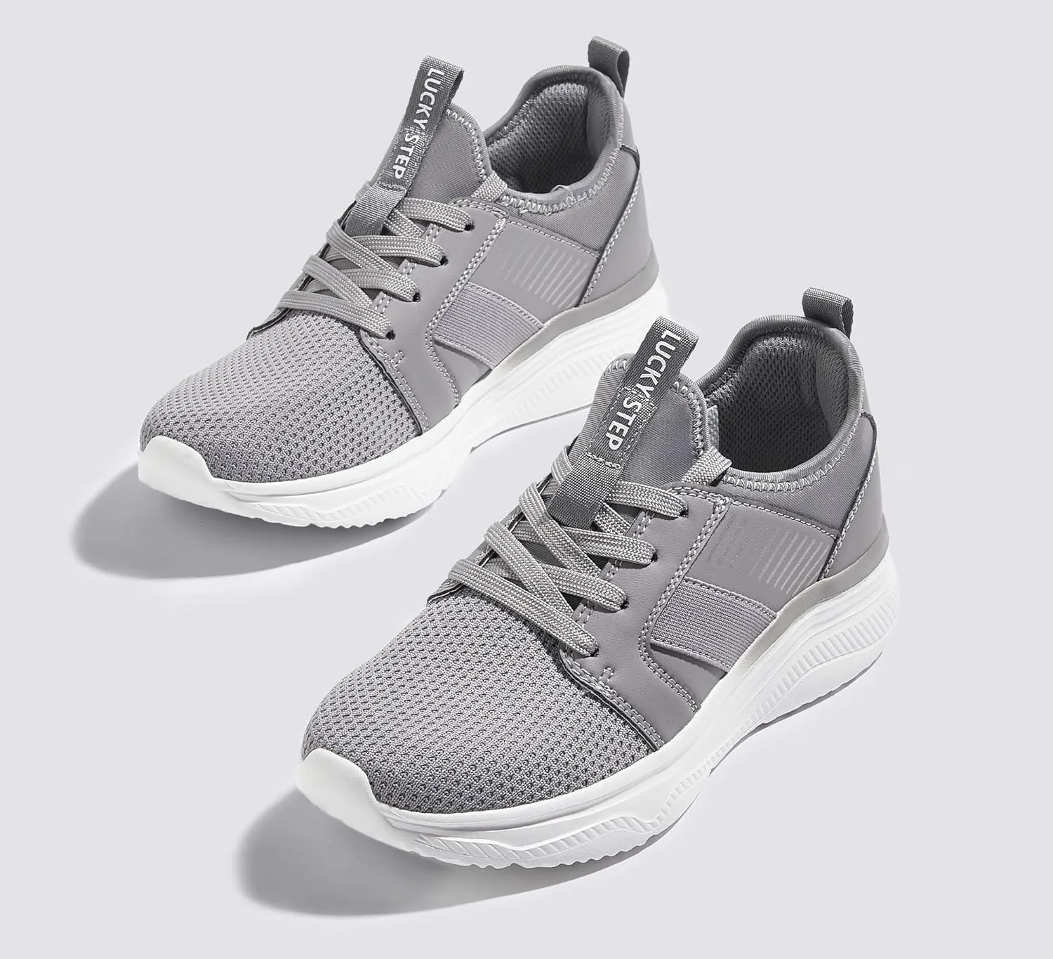 LUCKY STEP Women's Mesh Slip On Walking Shoes Platform Tennis Running Sneakers Breathable Lightweight Training Workout Athletic Gym Footwear