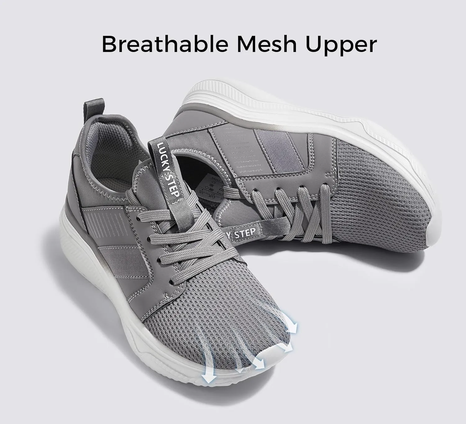 LUCKY STEP Women's Mesh Slip On Walking Shoes Platform Tennis Running Sneakers Breathable Lightweight Training Workout Athletic Gym Footwear