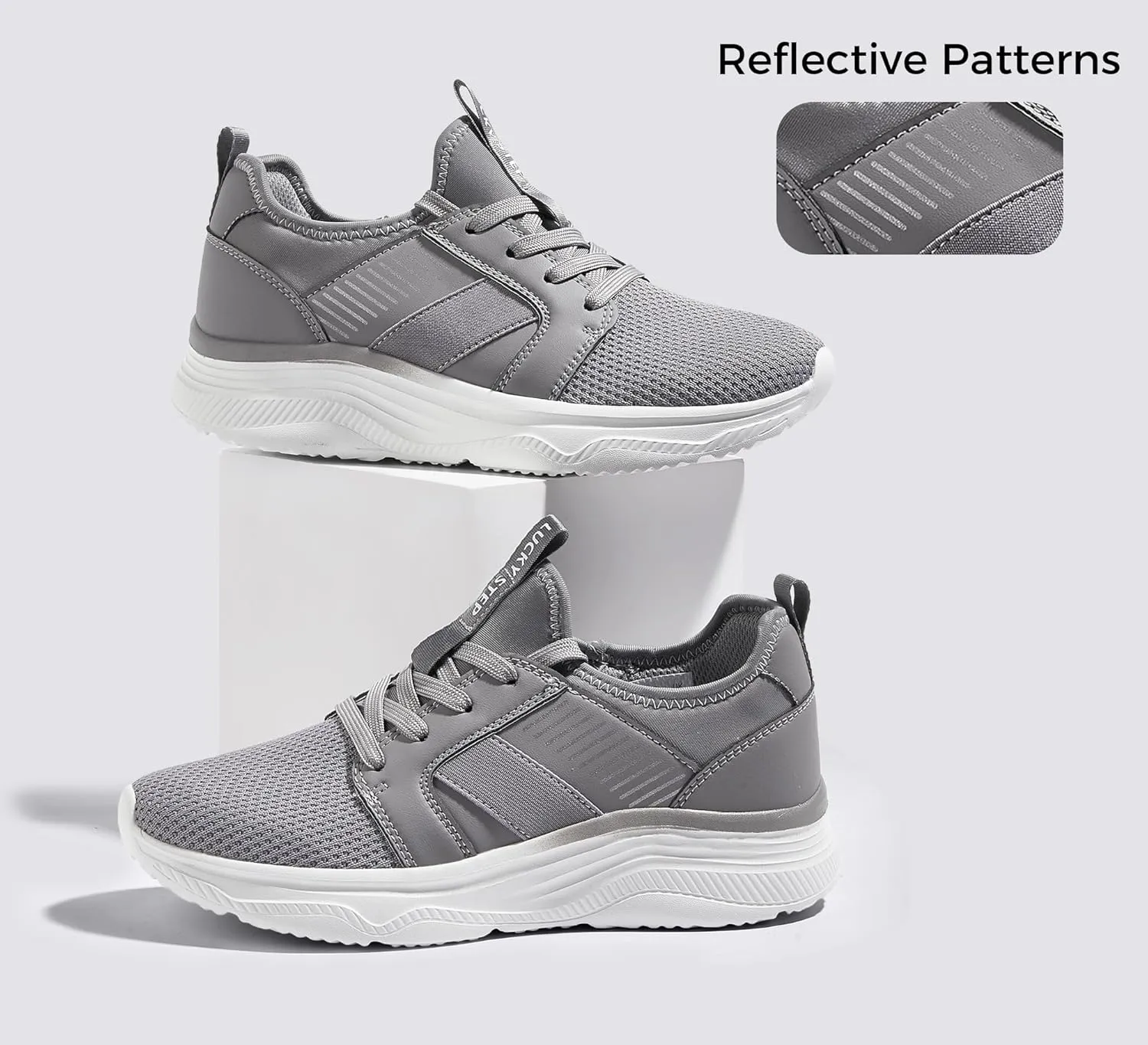 LUCKY STEP Women's Mesh Slip On Walking Shoes Platform Tennis Running Sneakers Breathable Lightweight Training Workout Athletic Gym Footwear