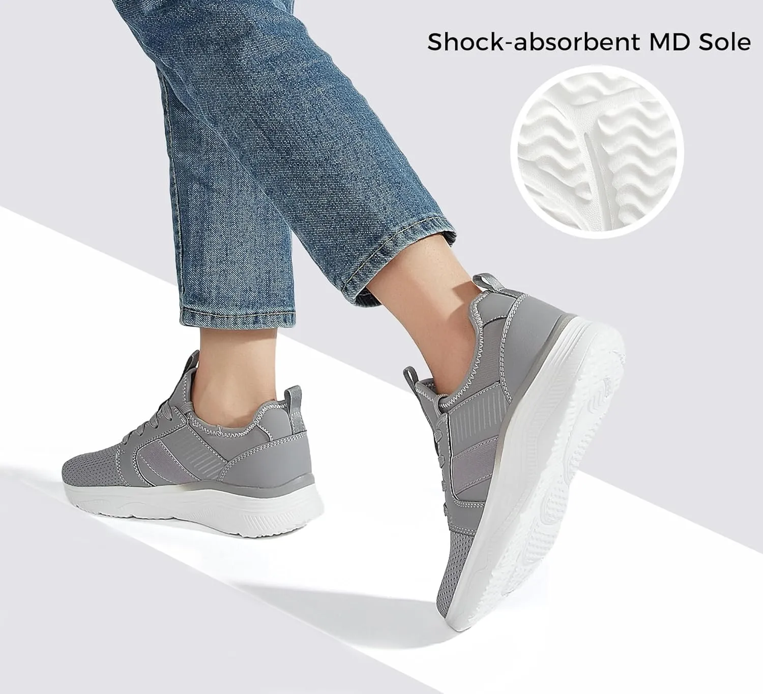 LUCKY STEP Women's Mesh Slip On Walking Shoes Platform Tennis Running Sneakers Breathable Lightweight Training Workout Athletic Gym Footwear