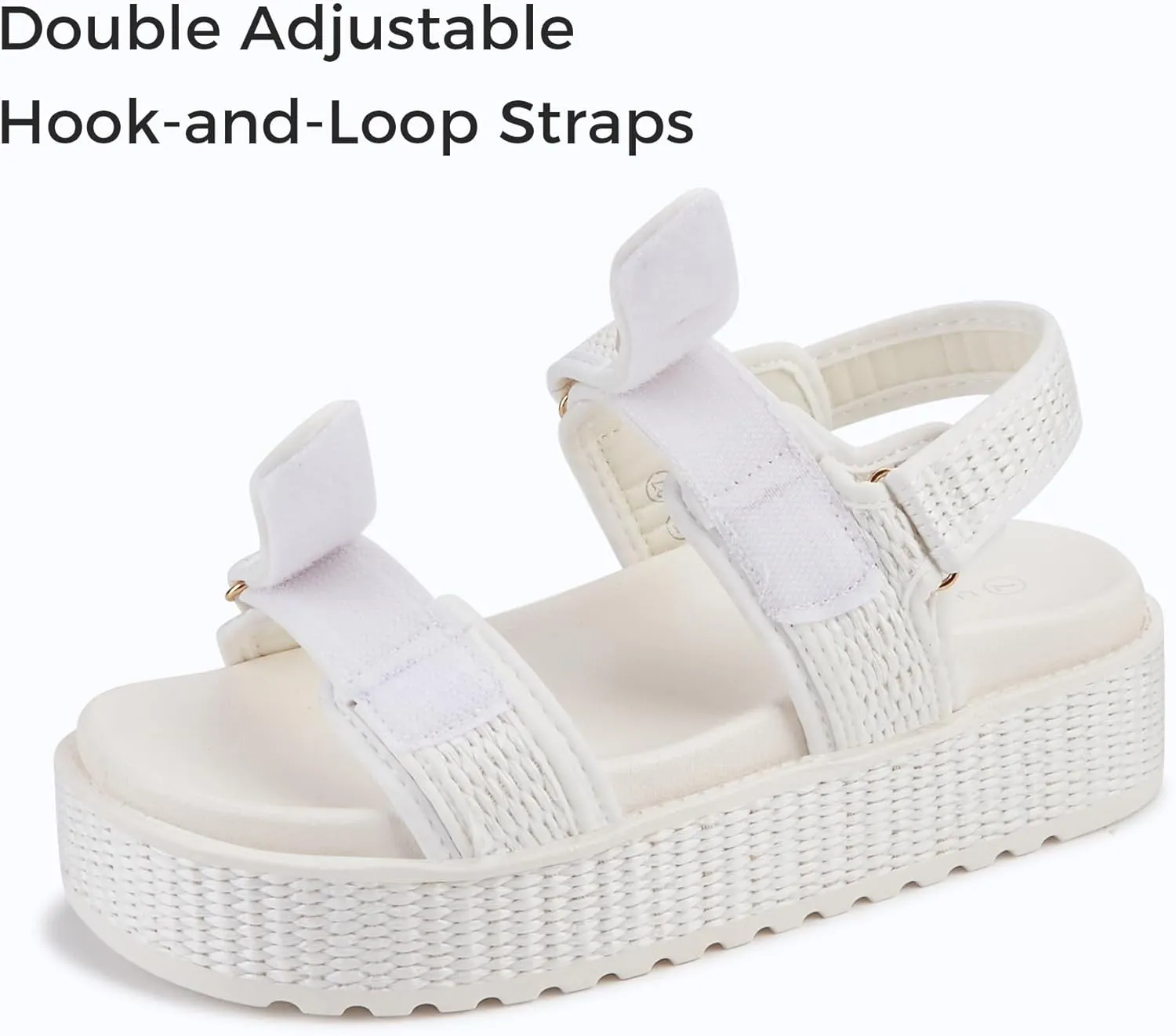 LUCKY STEP Women's Raffia Platform Wedge Sandals Open Toe Slingback Sandals Adjustable Double Strap Beach Sandals