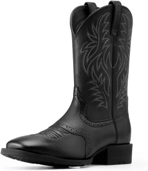 Lyrisiphy Cowboy Boots for Men Square Toe Embroideried Western Boots Traditional Country Boots Durable Work Boots