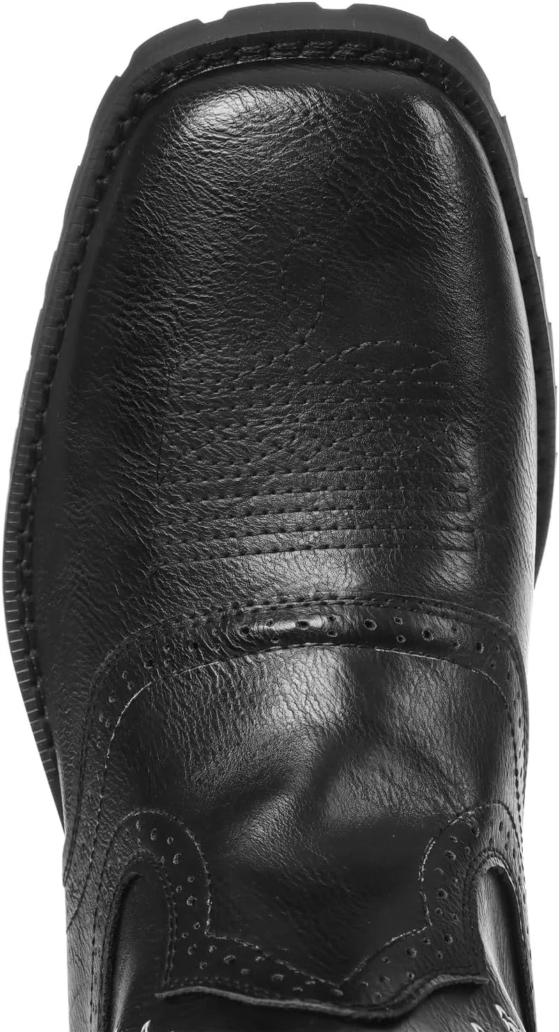 Lyrisiphy Cowboy Boots for Men Square Toe Embroideried Western Boots Traditional Country Boots Durable Work Boots