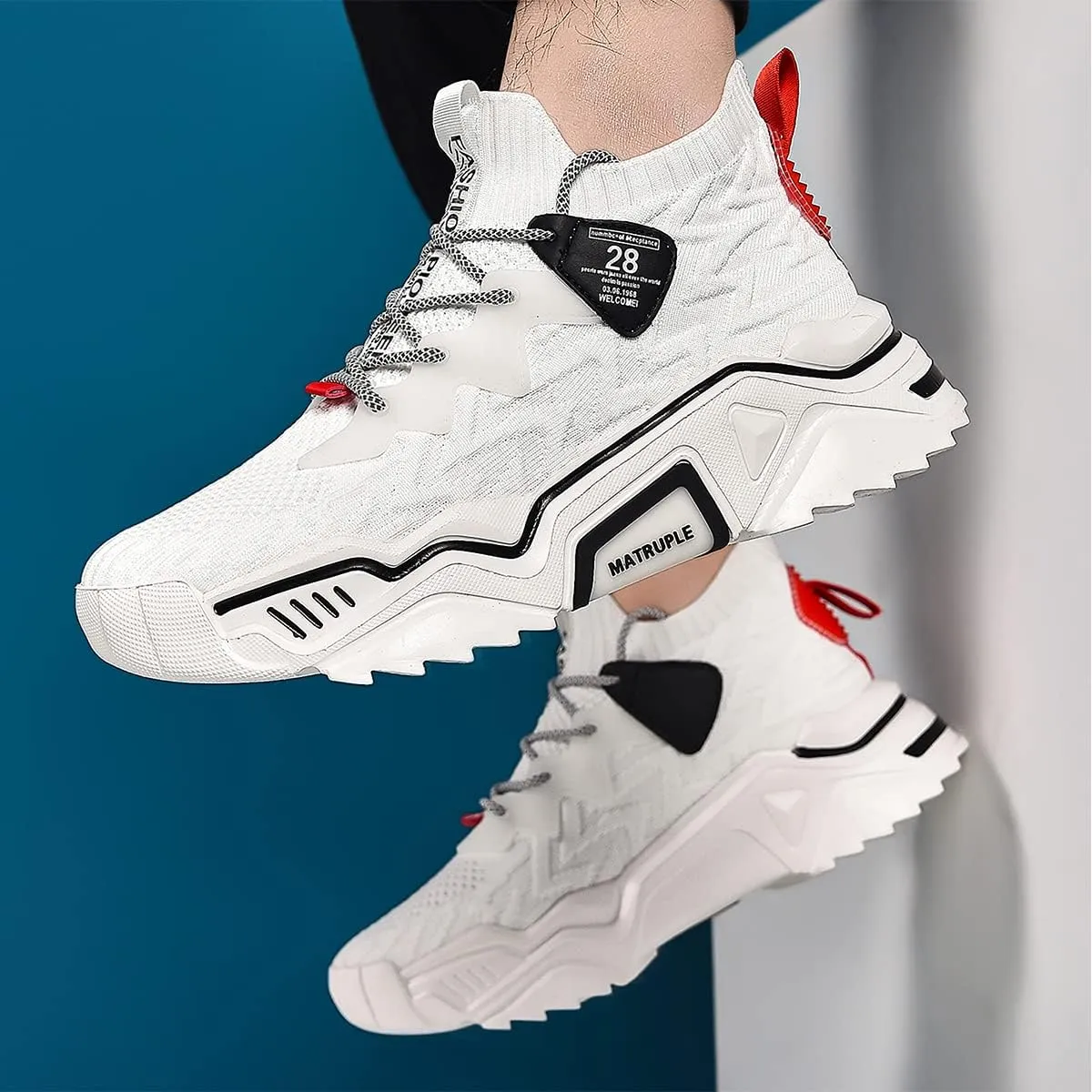 MATRUPLE Mens Fashion Sneakers High Top Casual Shoes Athletic Walking Mesh Comfortable Sports Shoe
