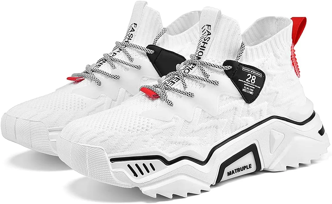MATRUPLE Mens Fashion Sneakers High Top Casual Shoes Athletic Walking Mesh Comfortable Sports Shoe