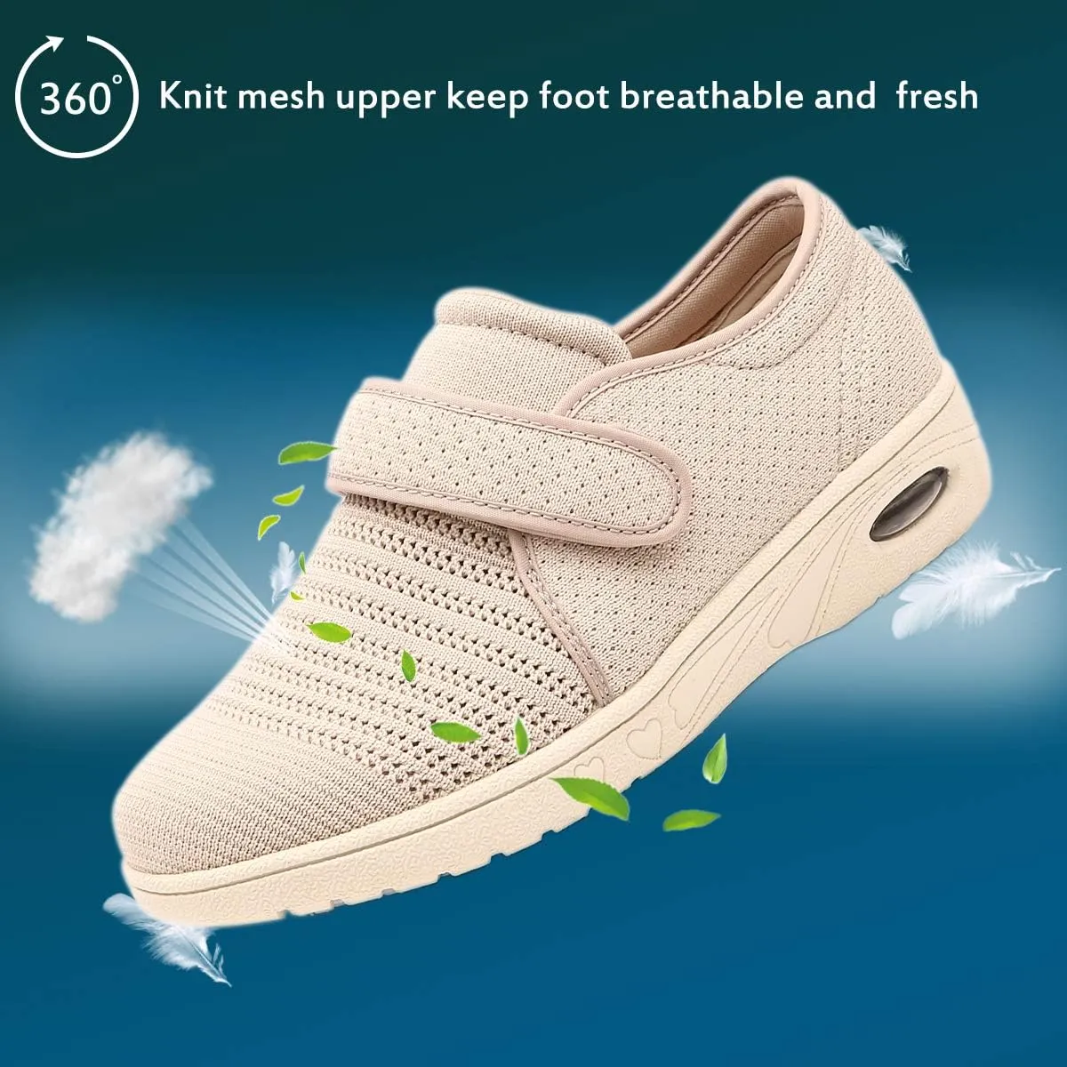 Mei MACLEOD Women's Extra Wide Shoes with Adjustable Strap Wide Width Sneakers Arthritis Edema Walking Shoes for Elderly Diabetic