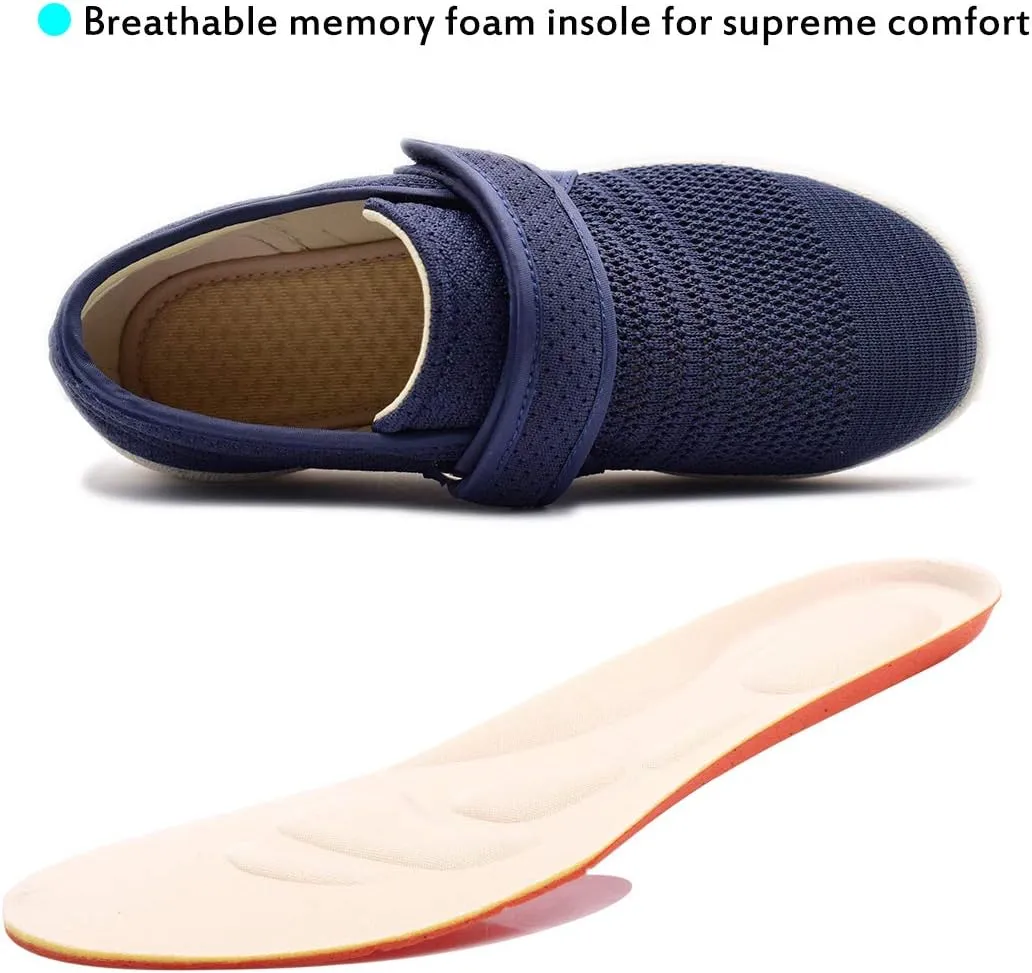 Mei MACLEOD Women's Extra Wide Shoes with Adjustable Strap Wide Width Sneakers Arthritis Edema Walking Shoes for Elderly Diabetic