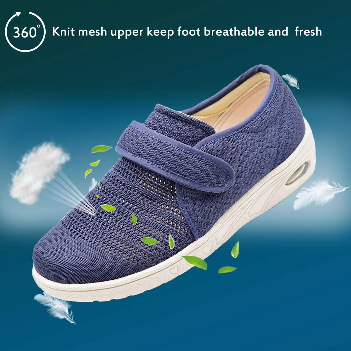Mei MACLEOD Women's Extra Wide Shoes with Adjustable Strap Wide Width Sneakers Arthritis Edema Walking Shoes for Elderly Diabetic