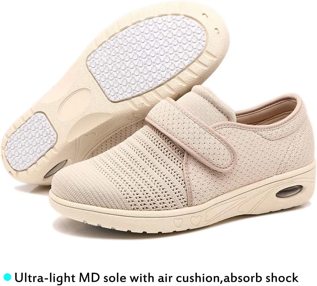 Mei MACLEOD Women's Extra Wide Shoes with Adjustable Strap Wide Width Sneakers Arthritis Edema Walking Shoes for Elderly Diabetic