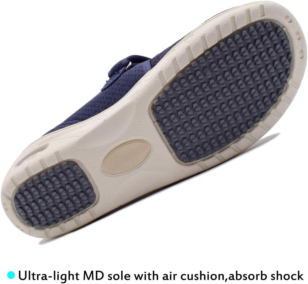Mei MACLEOD Women's Extra Wide Shoes with Adjustable Strap Wide Width Sneakers Arthritis Edema Walking Shoes for Elderly Diabetic