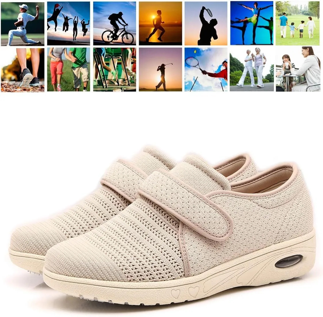 Mei MACLEOD Women's Extra Wide Shoes with Adjustable Strap Wide Width Sneakers Arthritis Edema Walking Shoes for Elderly Diabetic