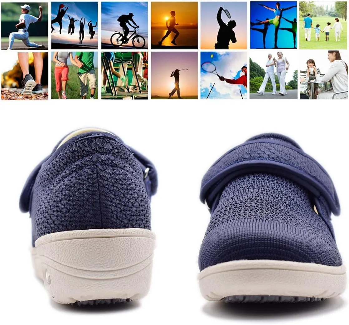 Mei MACLEOD Women's Extra Wide Shoes with Adjustable Strap Wide Width Sneakers Arthritis Edema Walking Shoes for Elderly Diabetic