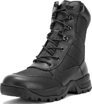 Men's 8 Inches Military Tactical Work Boots Side Zipper Lightweight Army Combat Boots Durable Outdoor Work Boots Desert Boots