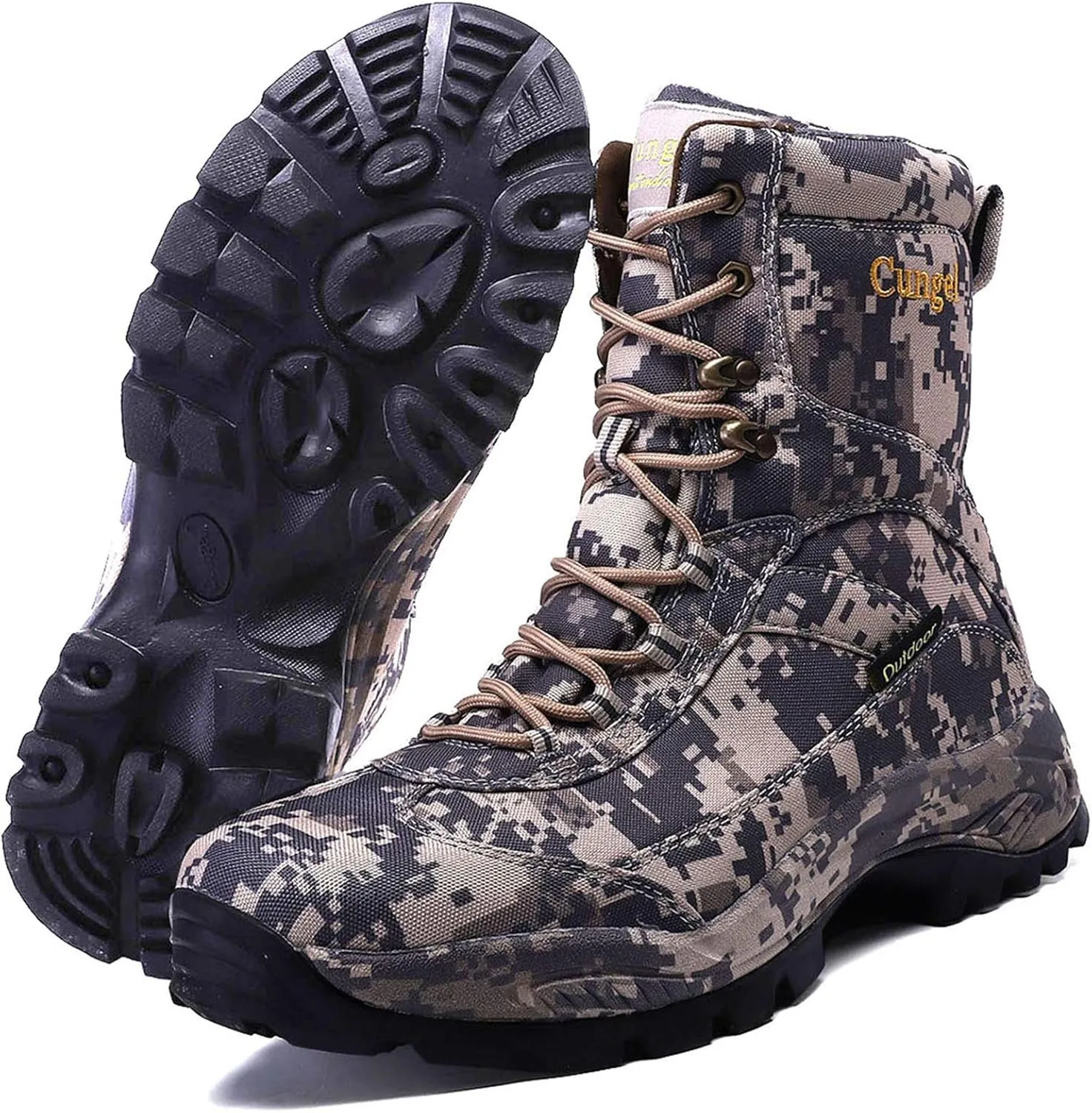 Men's Camo Hunting-Boot Waterproof Hiking Boots Anti-Slip Lightweight Breathable Durable Outdoor Shoes High-Cut Fishing Climbing Working Trekking