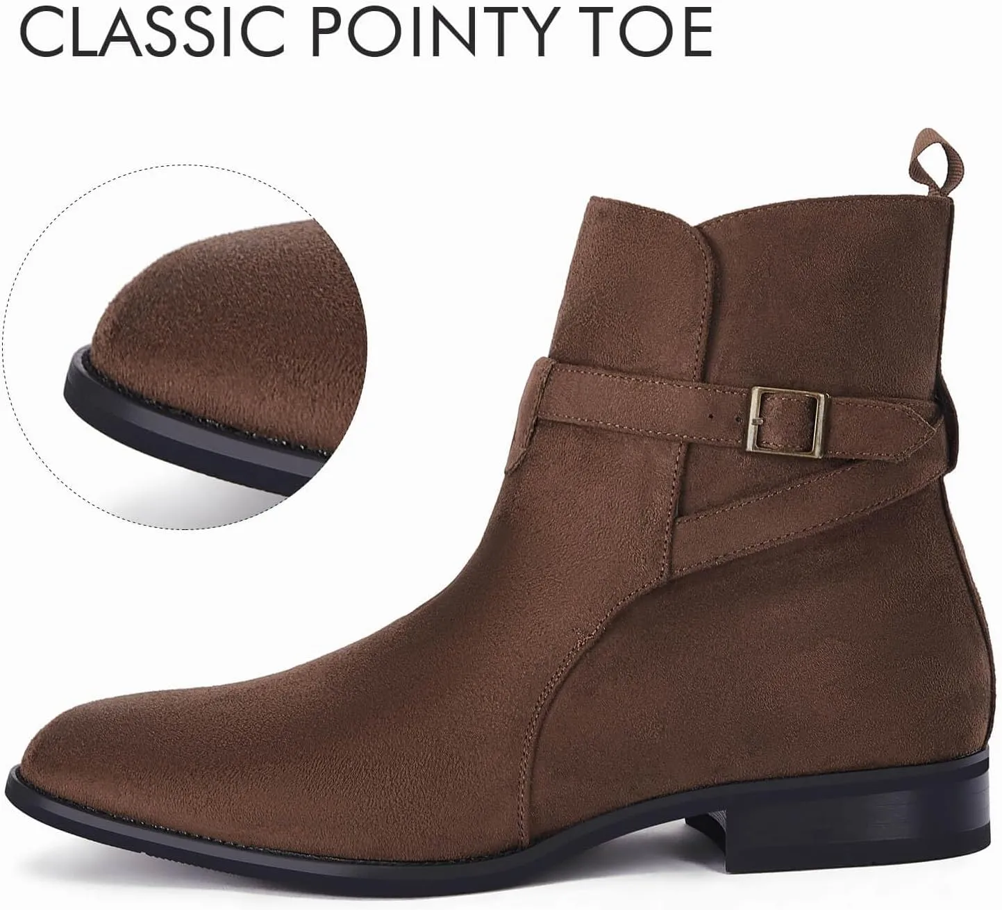 Mens Chelsea Boots Dress Shoes Buckle Strap Chukka Motorcycle Comfortable Walking Ankle Booties