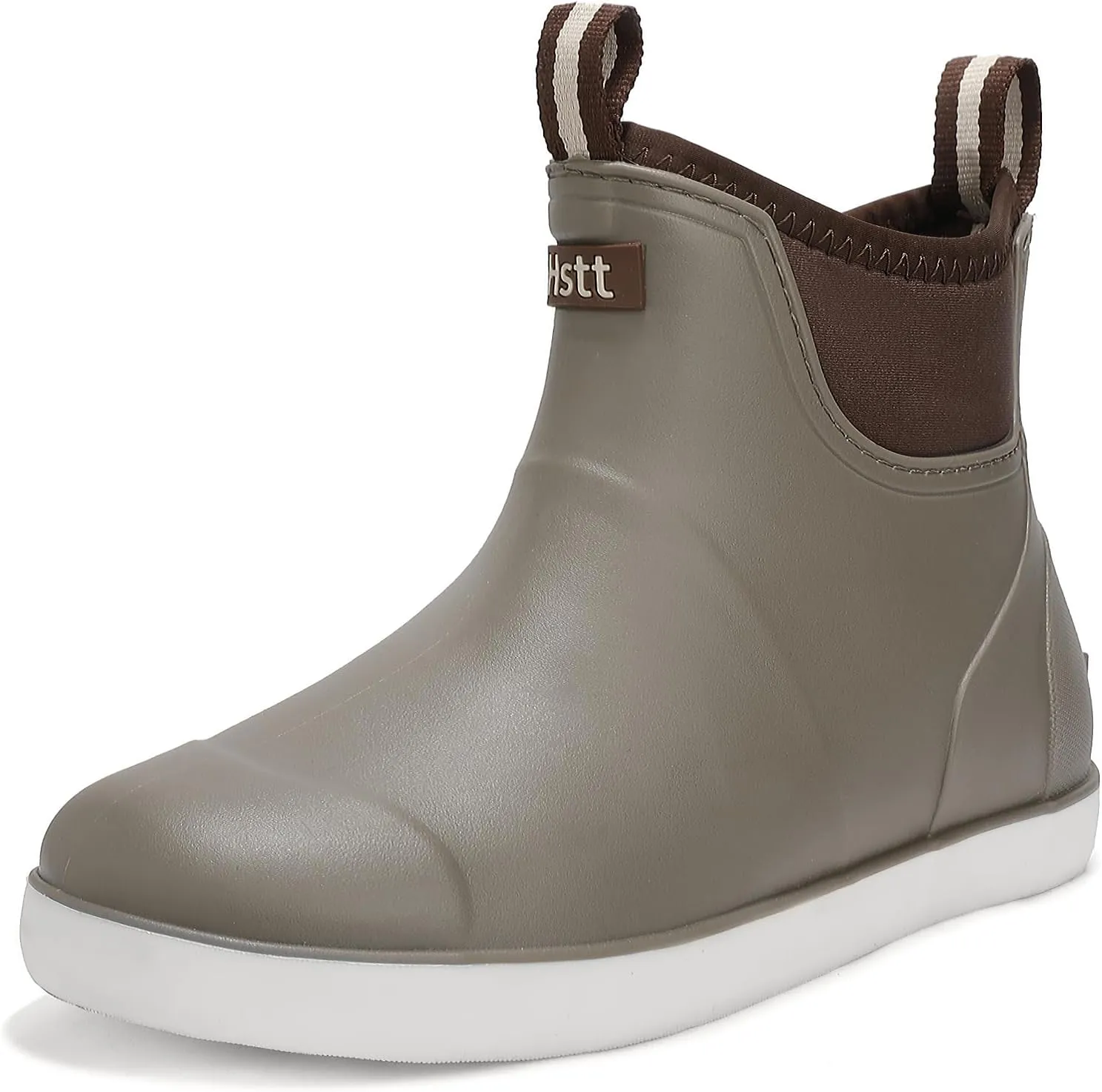 Men's Deck Boots Waterproof Fishing Rain Boots, Anti-Slip Rubber Boots Ankle Booties, High-Performance Footwear Chelsea Boots for Gardening Boating Camping Sailing