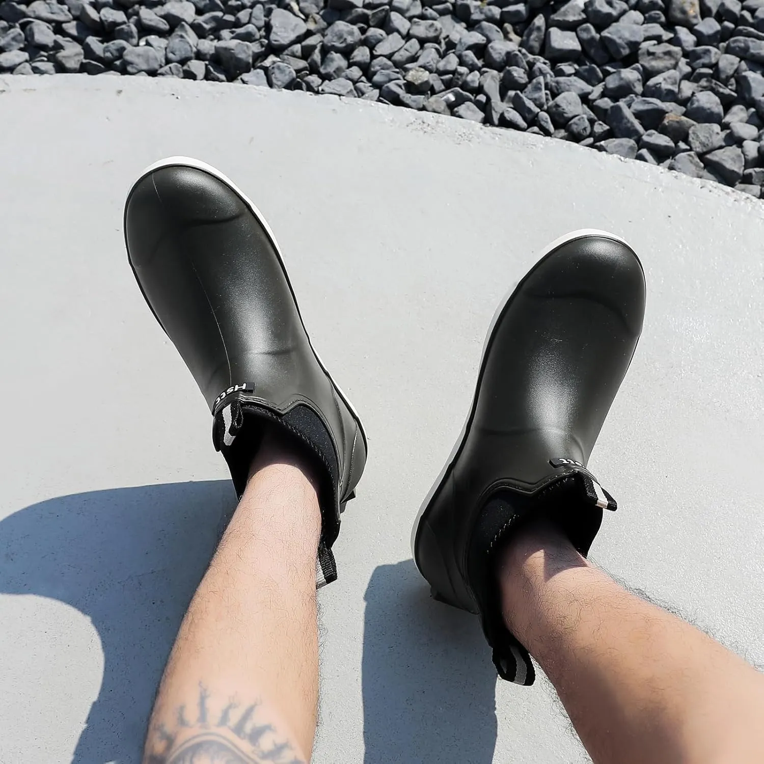 Men's Deck Boots Waterproof Fishing Rain Boots, Anti-Slip Rubber Boots Ankle Booties, High-Performance Footwear Chelsea Boots for Gardening Boating Camping Sailing