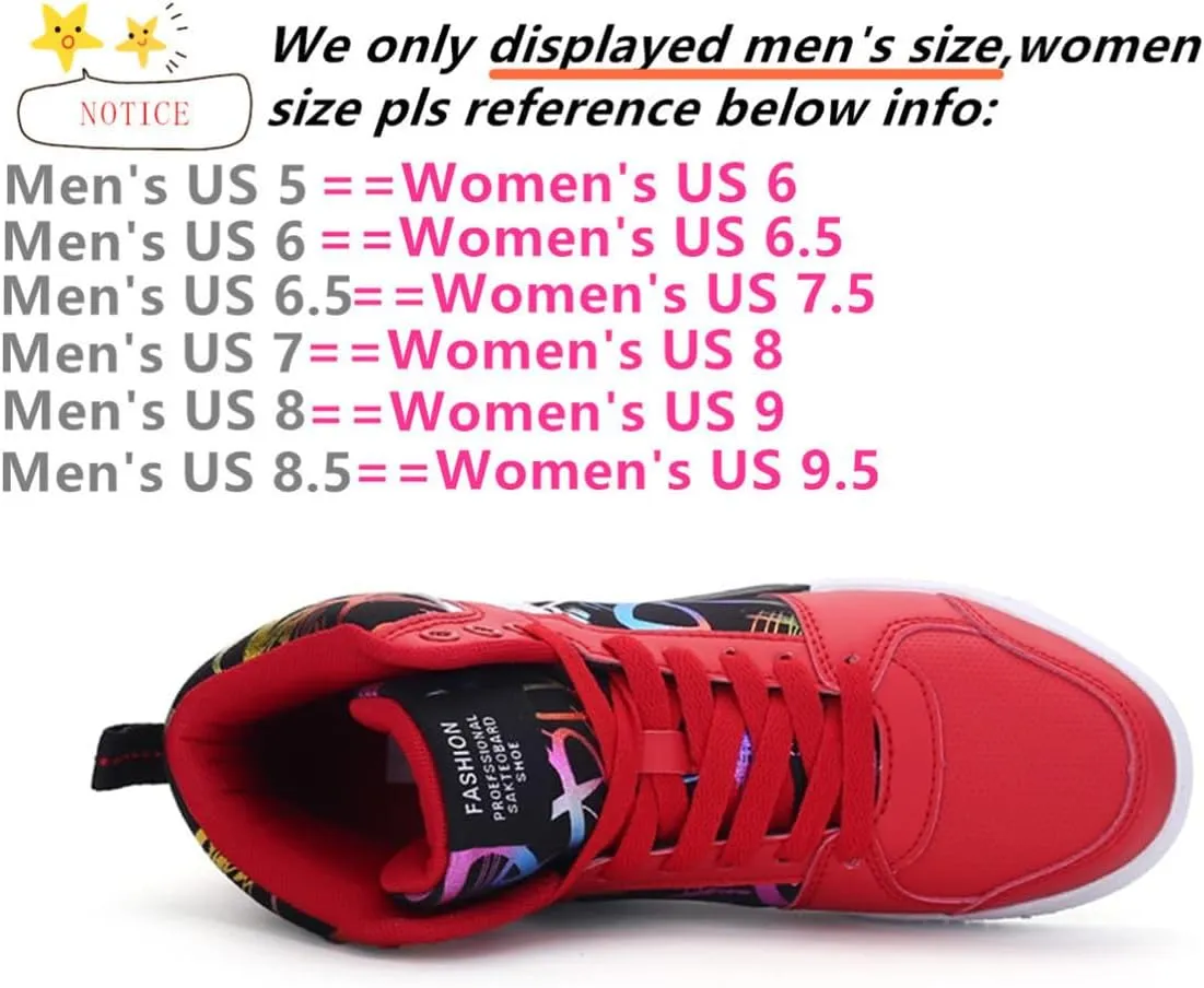 Men's Fashion Sneakers High Top Skate Shoes Stylish Casual Hip Hop Shoes