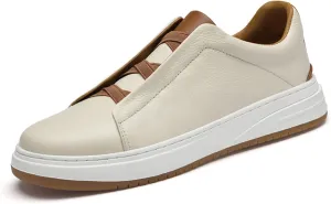 Men's Flat Oxford Sneakers Genuine Leather Low Top Business Dress Shoes with Non-Slip Design for Daily Commute, Hiking and Walking