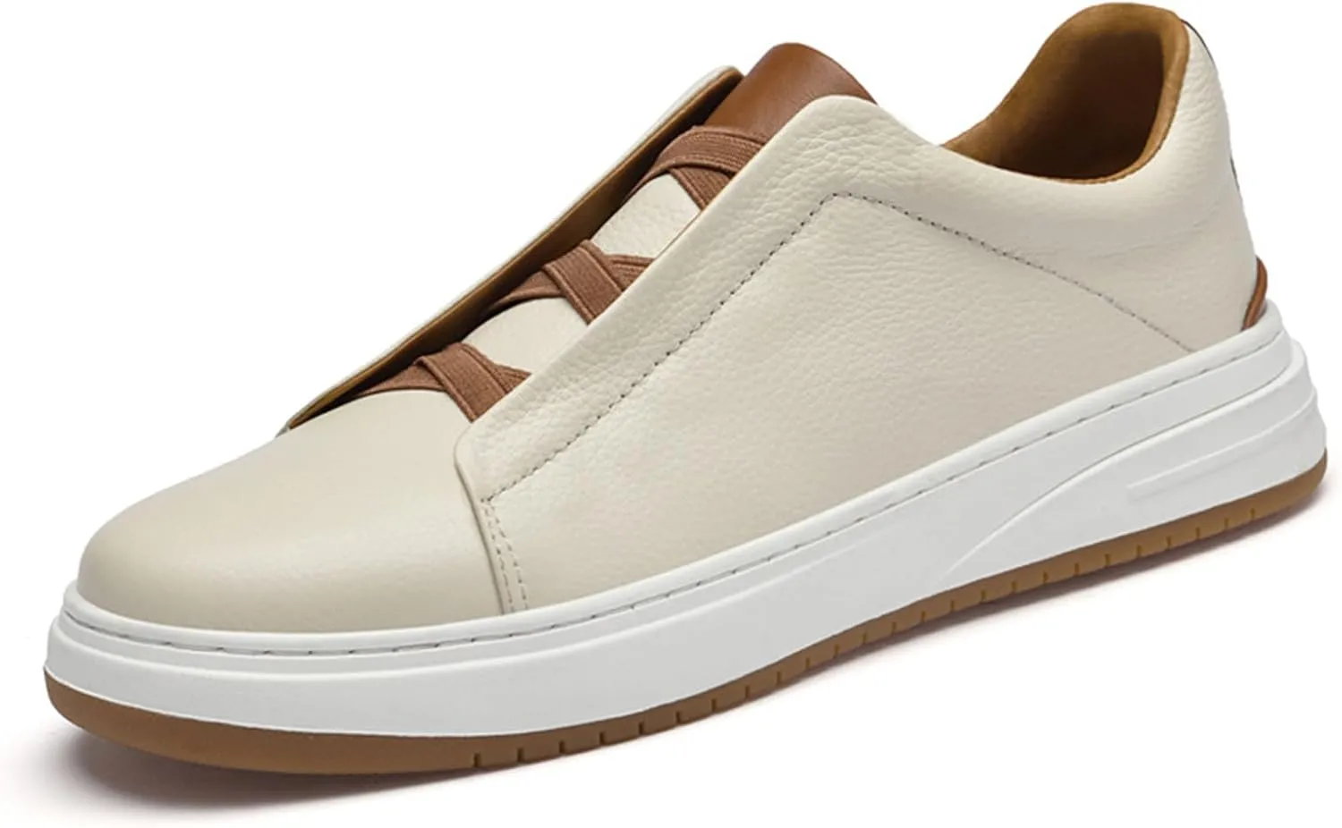 Men's Flat Oxford Sneakers Genuine Leather Low Top Business Dress Shoes with Non-Slip Design for Daily Commute, Hiking and Walking