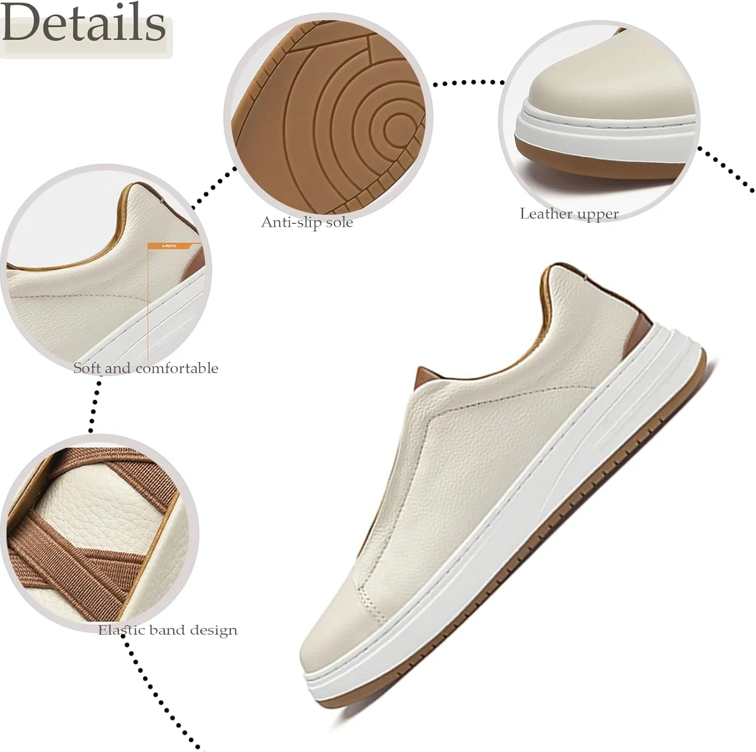 Men's Flat Oxford Sneakers Genuine Leather Low Top Business Dress Shoes with Non-Slip Design for Daily Commute, Hiking and Walking