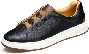 Men's Flat Oxford Sneakers Genuine Leather Low Top Business Dress Shoes with Non-Slip Design for Daily Commute, Hiking and Walking