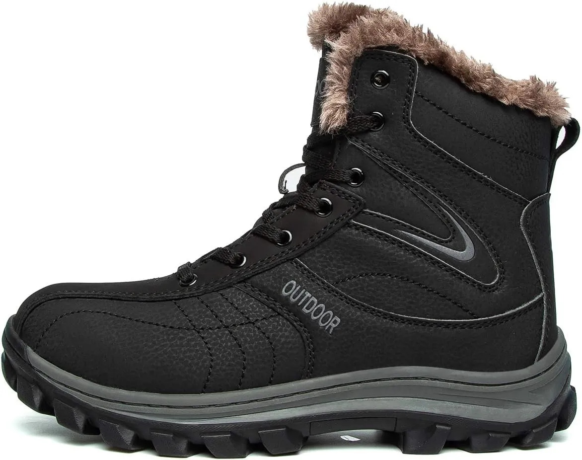 Men's Hiking Boots Winter Warm Fur Lined Snow Boots Backpacking Boots for Men