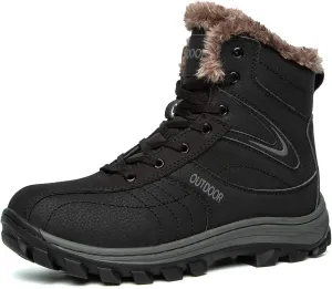 Men's Hiking Boots Winter Warm Fur Lined Snow Boots Backpacking Boots for Men