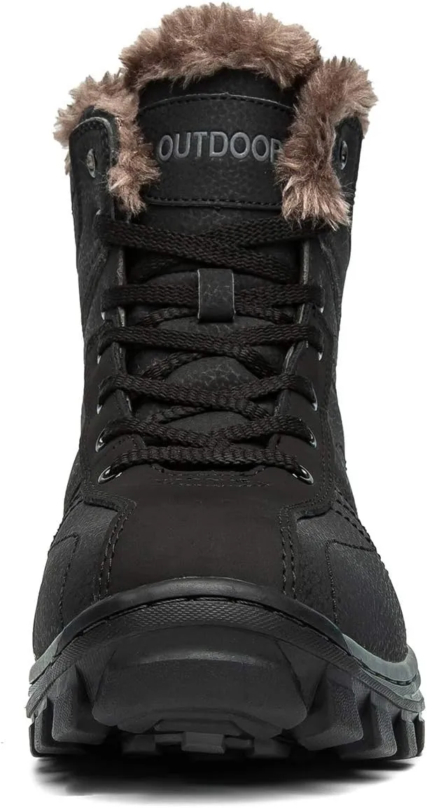 Men's Hiking Boots Winter Warm Fur Lined Snow Boots Backpacking Boots for Men