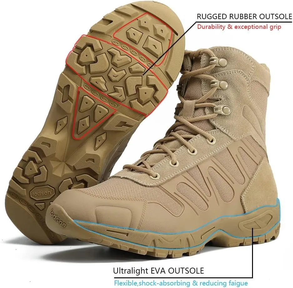 Men's Military Tactical Boots - Lightweight and Durable Work Boots for Outdoor, Combat, Jungle, Hiking, Backpacking