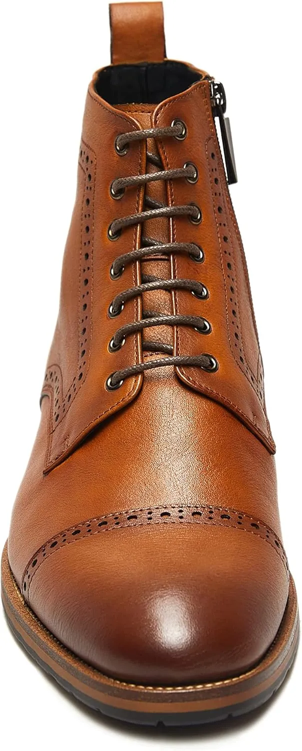 Mens motorcycle boots genuine leather combat casual Dress work boots for men