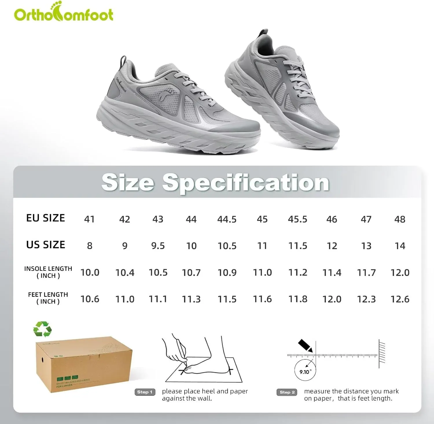 Men's Orthopedic Diabetic Wide Running Shoes: Comfortable Arch Support Plantar Fasciitis Sports Sneakers, Casual Orthotic Swollen Tennis Work Walking Shoes for Foot and Heel Pain Relief