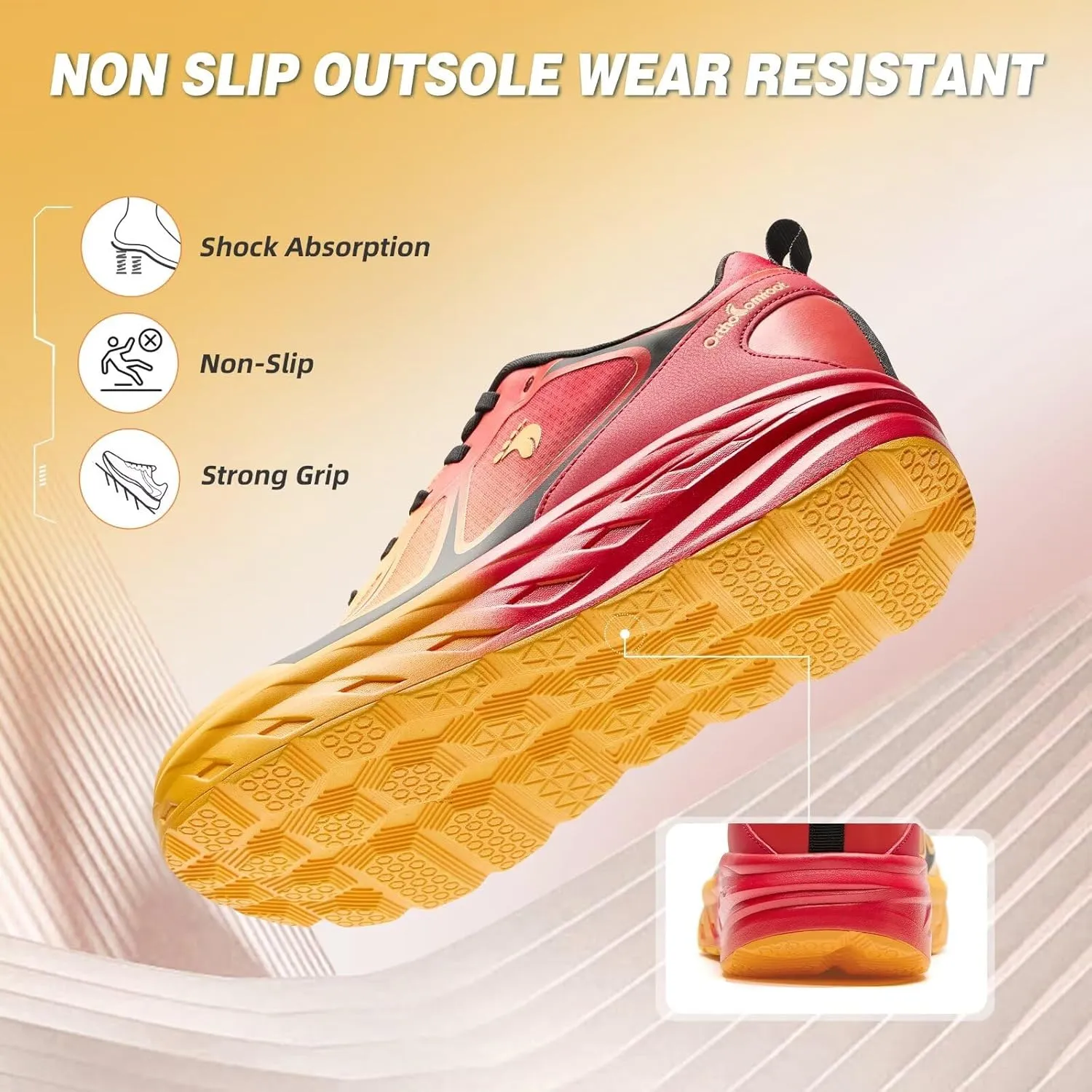Men's Orthopedic Diabetic Wide Running Shoes: Comfortable Arch Support Plantar Fasciitis Sports Sneakers, Casual Orthotic Swollen Tennis Work Walking Shoes for Foot and Heel Pain Relief