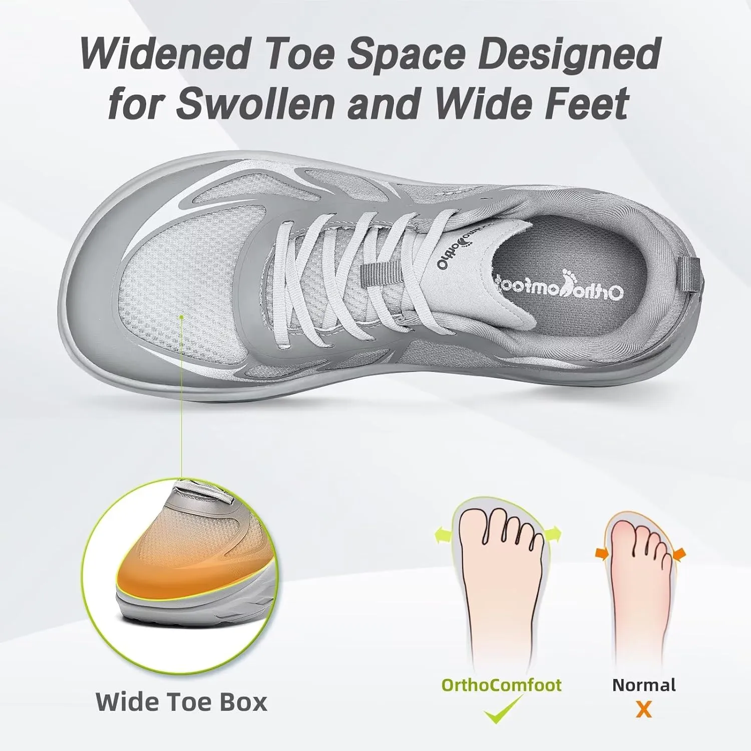 Men's Orthopedic Diabetic Wide Running Shoes: Comfortable Arch Support Plantar Fasciitis Sports Sneakers, Casual Orthotic Swollen Tennis Work Walking Shoes for Foot and Heel Pain Relief