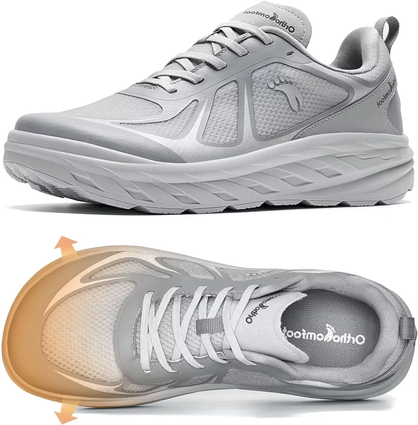 Men's Orthopedic Diabetic Wide Running Shoes: Comfortable Arch Support Plantar Fasciitis Sports Sneakers, Casual Orthotic Swollen Tennis Work Walking Shoes for Foot and Heel Pain Relief