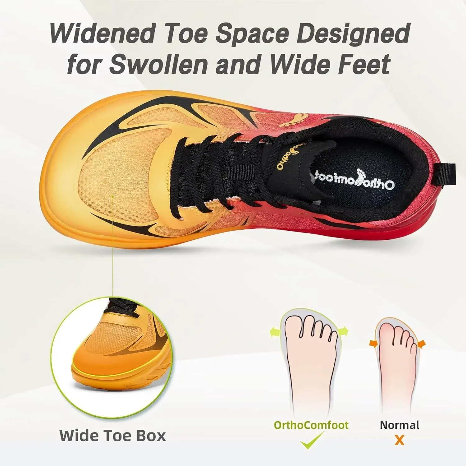 Men's Orthopedic Diabetic Wide Running Shoes: Comfortable Arch Support Plantar Fasciitis Sports Sneakers, Casual Orthotic Swollen Tennis Work Walking Shoes for Foot and Heel Pain Relief