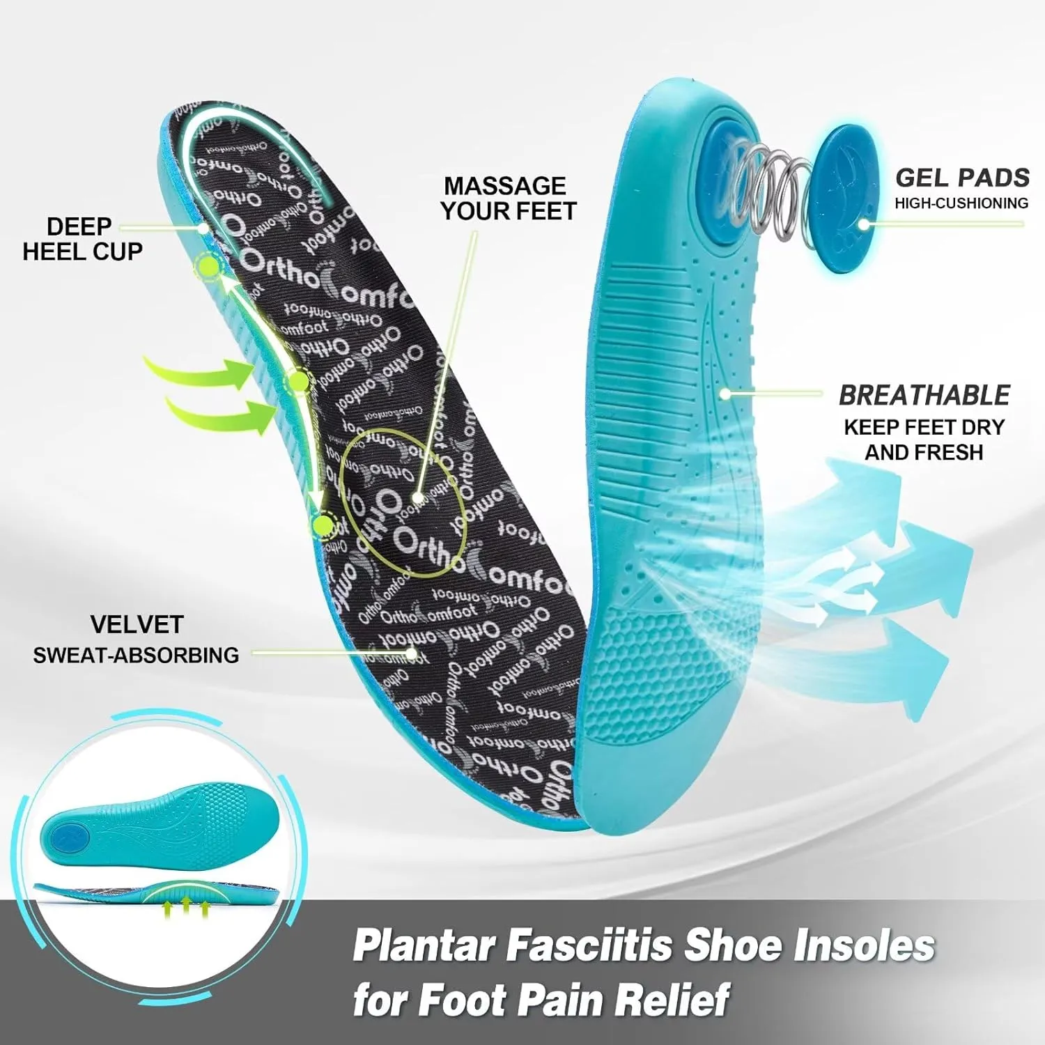 Men's Orthopedic Road Running Shoes: Comfortable Casual Plantar Fasciitis Arch Support Athletic Sports Sneakers, Orthotic High Arch Cushion Tennis Gym Work Walking Shoes for Foot Heel Pain Relief
