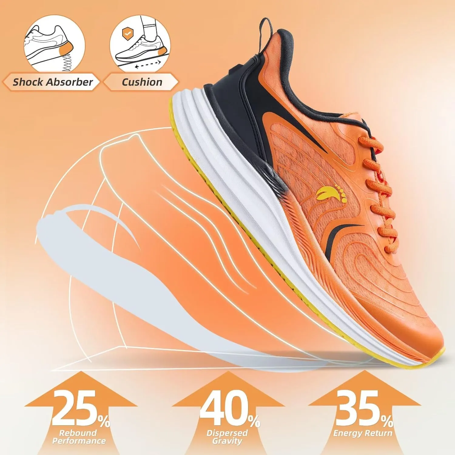 Men's Orthopedic Road Running Shoes: Comfortable Casual Plantar Fasciitis Arch Support Athletic Sports Sneakers, Orthotic High Arch Cushion Tennis Gym Work Walking Shoes for Foot Heel Pain Relief