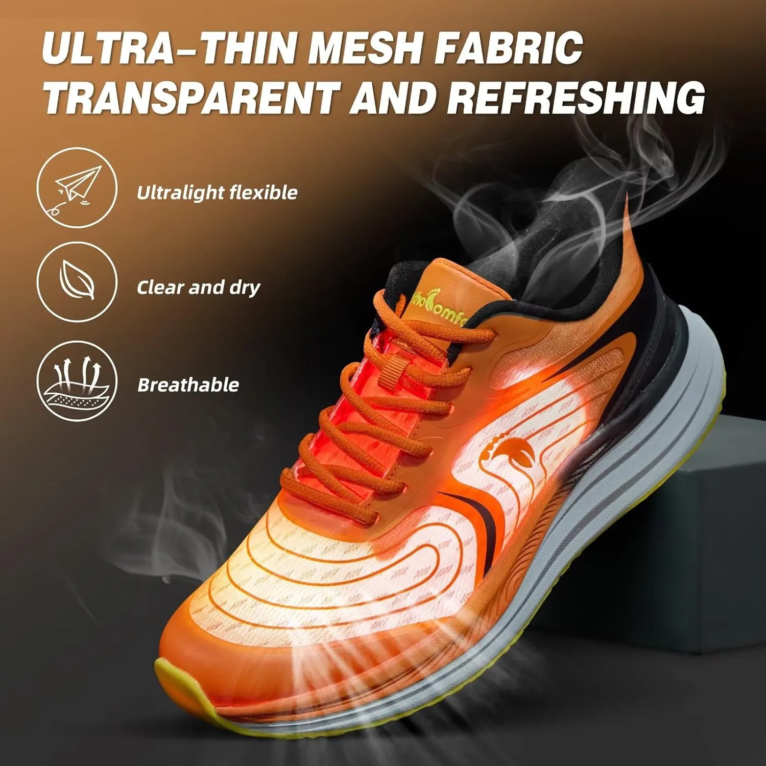 Men's Orthopedic Road Running Shoes: Comfortable Casual Plantar Fasciitis Arch Support Athletic Sports Sneakers, Orthotic High Arch Cushion Tennis Gym Work Walking Shoes for Foot Heel Pain Relief