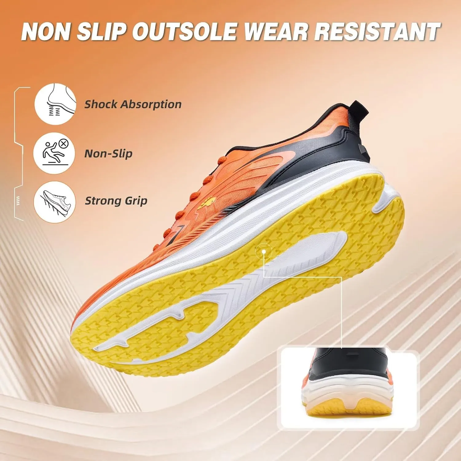 Men's Orthopedic Road Running Shoes: Comfortable Casual Plantar Fasciitis Arch Support Athletic Sports Sneakers, Orthotic High Arch Cushion Tennis Gym Work Walking Shoes for Foot Heel Pain Relief