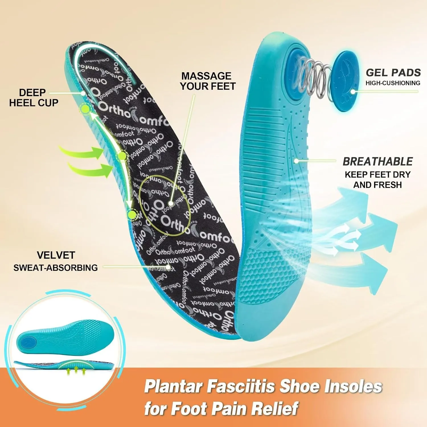 Men's Orthopedic Road Running Shoes: Comfortable Casual Plantar Fasciitis Arch Support Athletic Sports Sneakers, Orthotic High Arch Cushion Tennis Gym Work Walking Shoes for Foot Heel Pain Relief