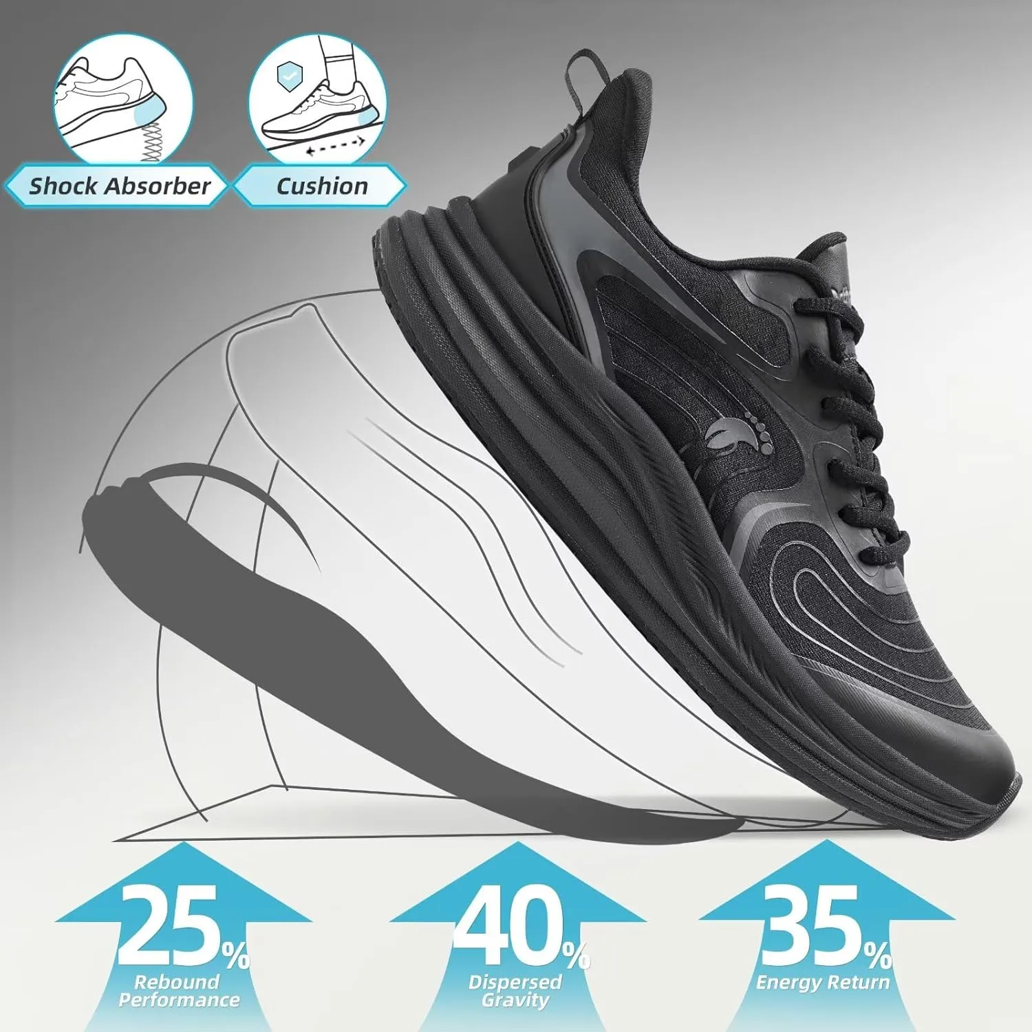 Men's Orthopedic Road Running Shoes: Comfortable Casual Plantar Fasciitis Arch Support Athletic Sports Sneakers, Orthotic High Arch Cushion Tennis Gym Work Walking Shoes for Foot Heel Pain Relief