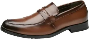 Mens Pointed Toe Dress Leather Loafers Slip On Business Casual Classic Low Top Height Increasing Breathable Shoes