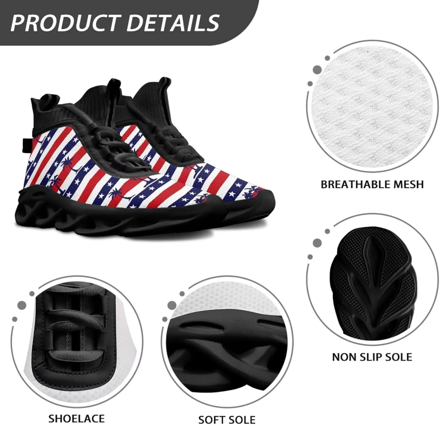 Men's Shoes High Top Blade Shoes Non Slip Athletic Sneakers for Running, Fitness