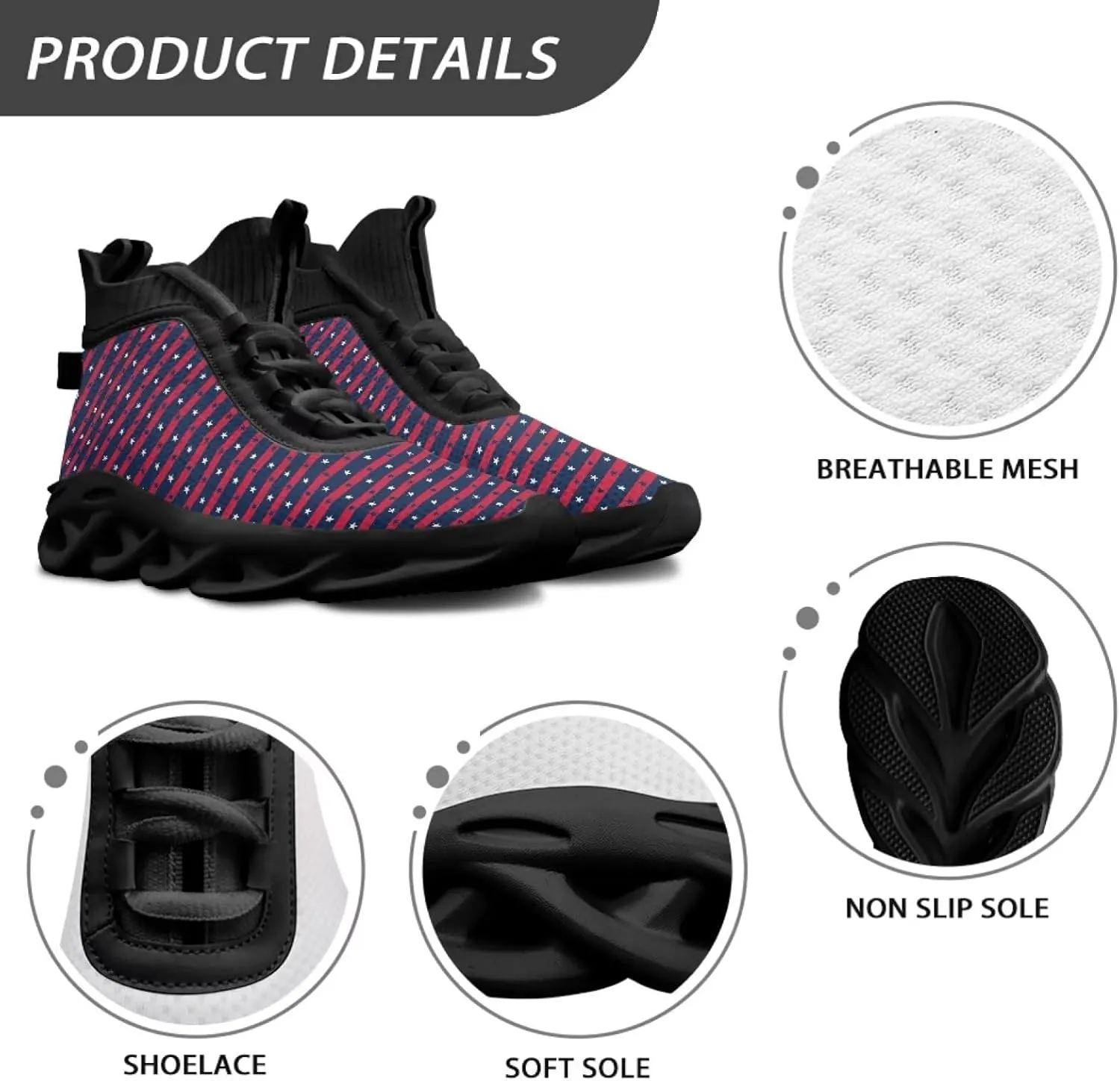 Men's Shoes High Top Blade Shoes Non Slip Athletic Sneakers for Running, Fitness