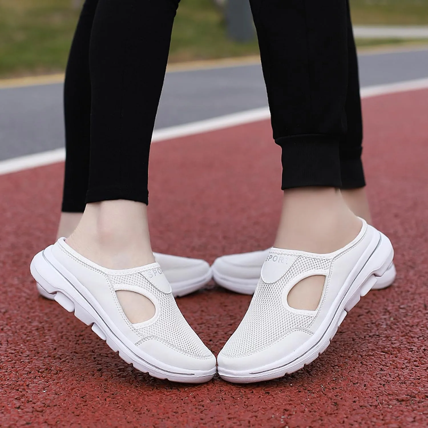 Men's Slip On Mules Womens Lightweight Open Back Shoes Comfort Walking Shoes Breathable Slippers Closed Toe Slides