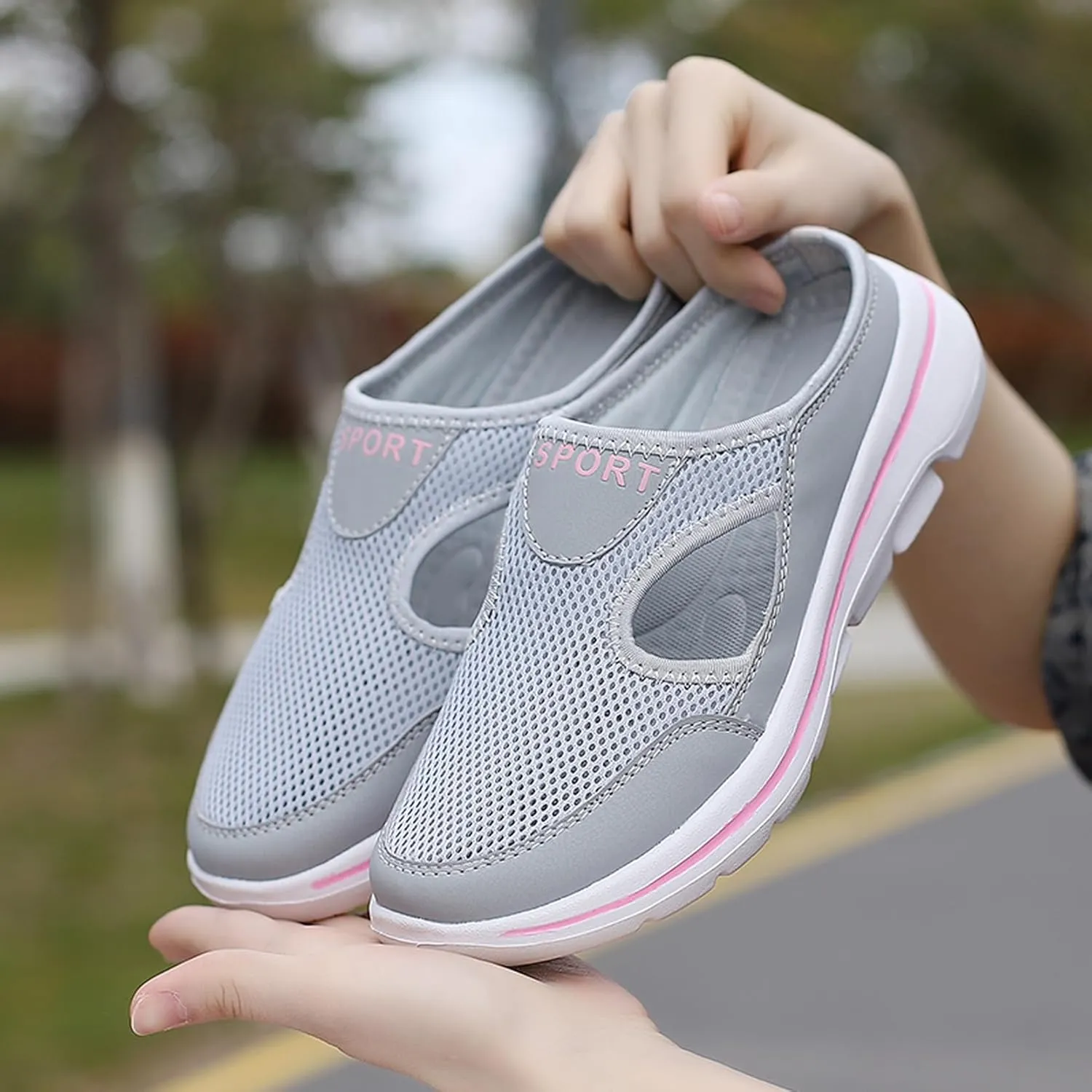 Men's Slip On Mules Womens Lightweight Open Back Shoes Comfort Walking Shoes Breathable Slippers Closed Toe Slides