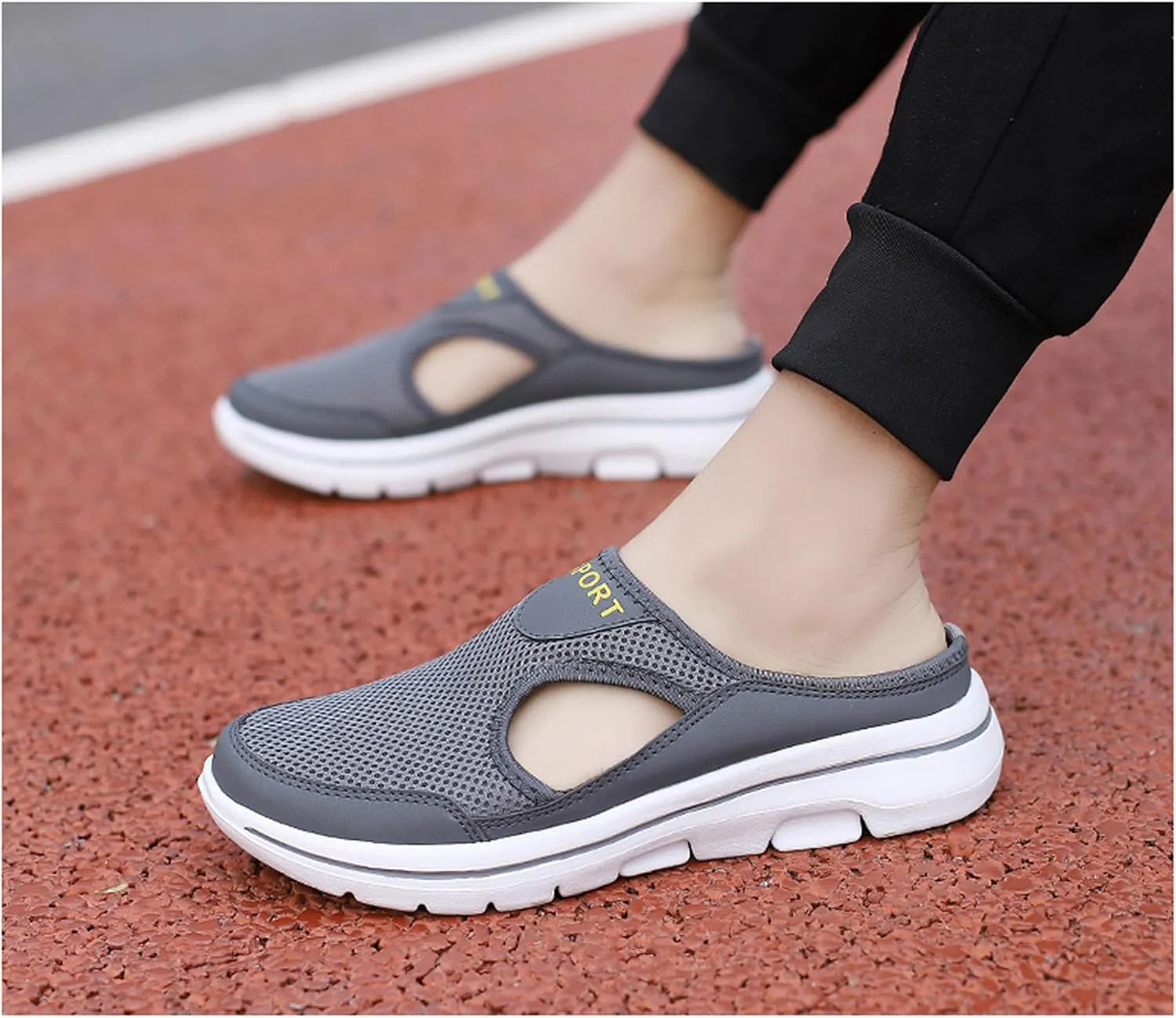 Men's Slip On Mules Womens Lightweight Open Back Shoes Comfort Walking Shoes Breathable Slippers Closed Toe Slides